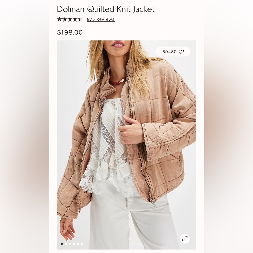 Free People Dolman Quilted Knit Jacket - Champagne Diamonds